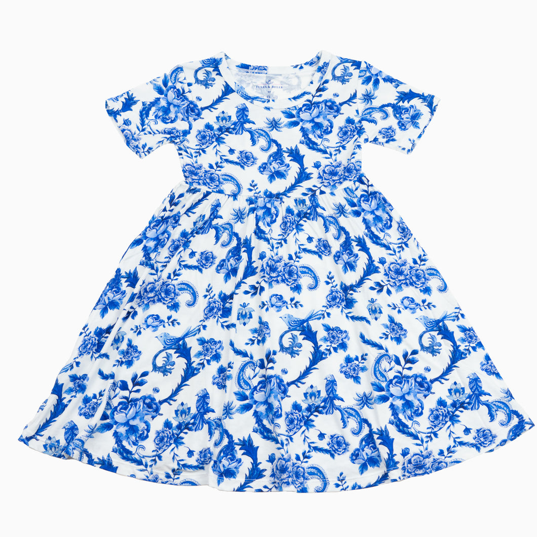 Blue Porcelain Twirl Dress