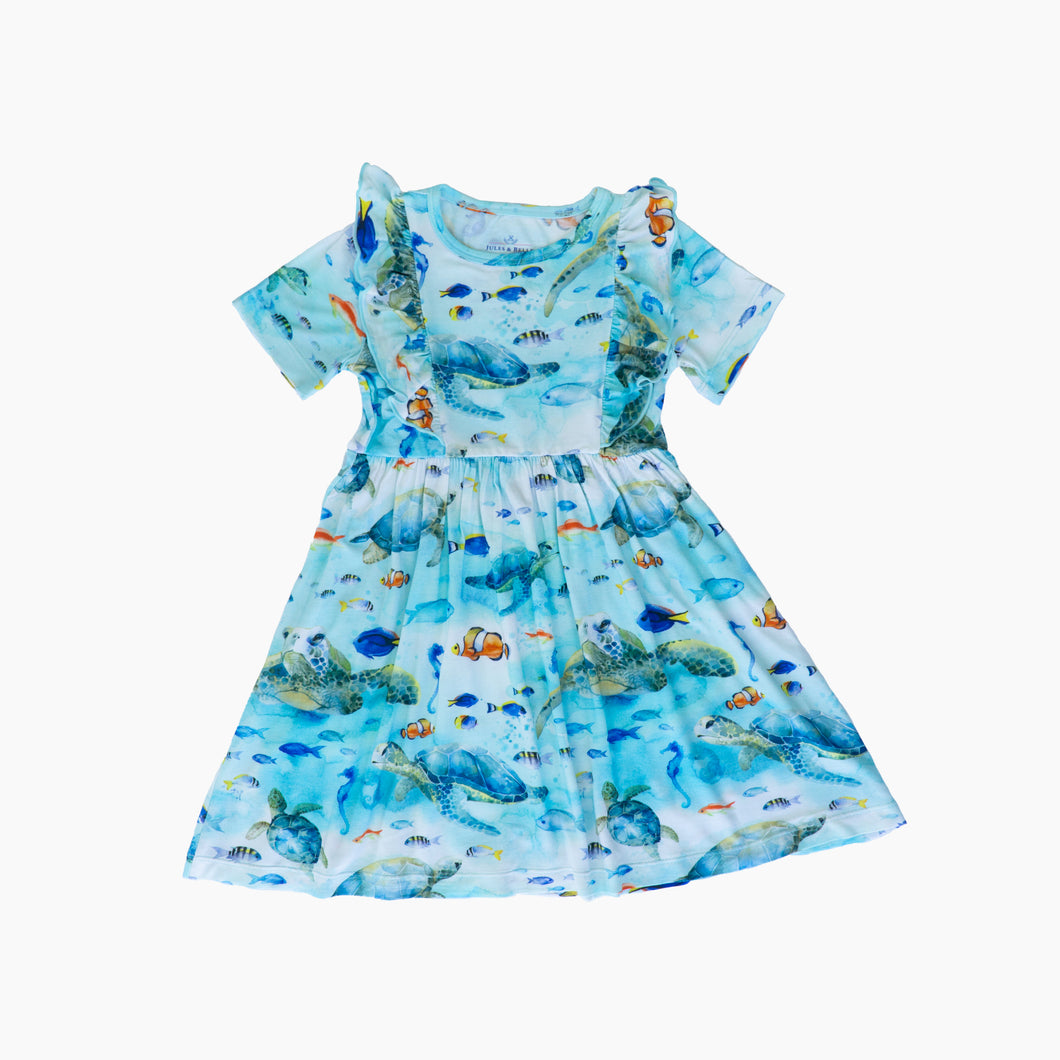 Ocean Ruffle Twirl Dress